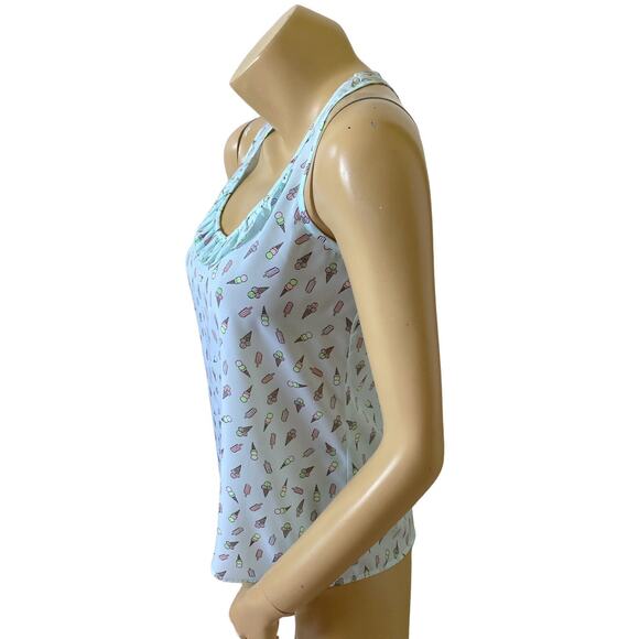 CANDIES Womens Size XS Sleeveless Ruffled Ice Cream Cone Print Tank Top Shirt - Picture 3 of 9